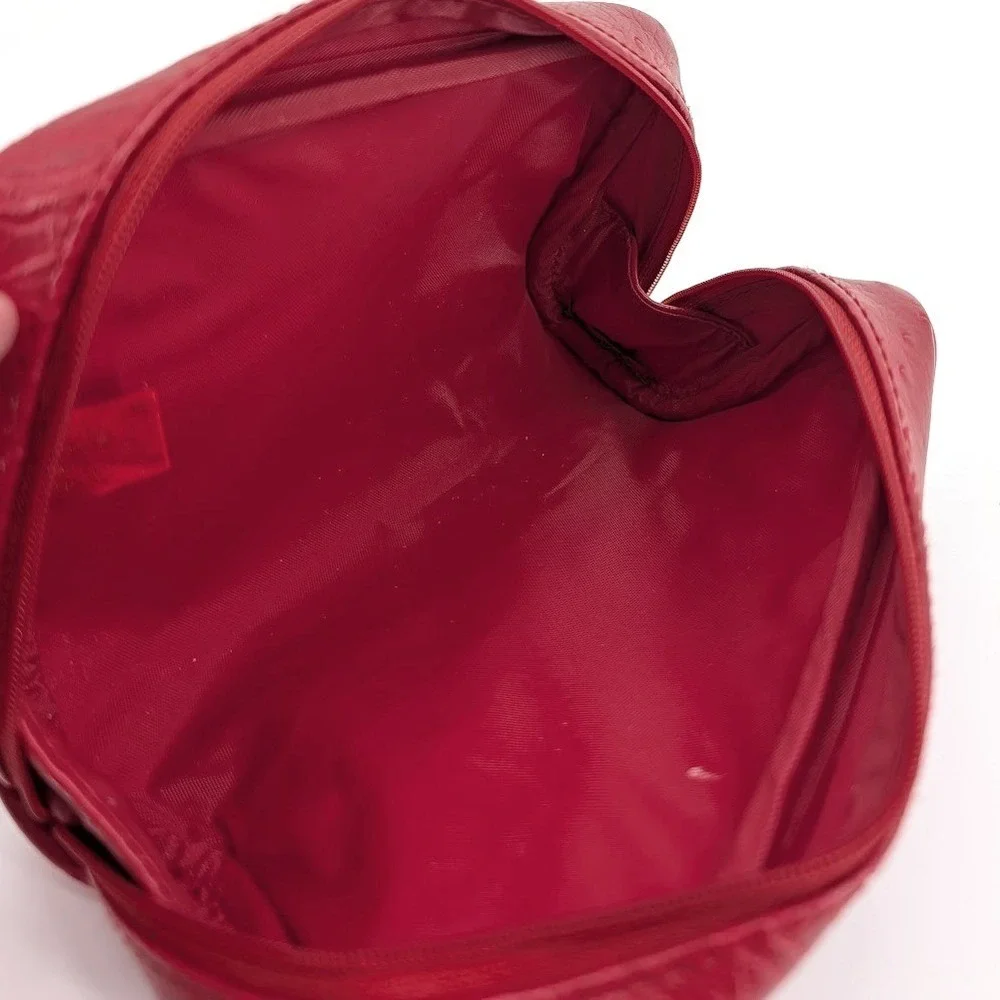 Parfums Amarige de Givenchy Red Ostrich‎ Embossed Faux Leather Cosmetic Bag